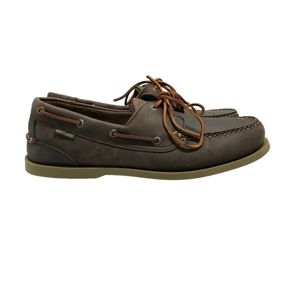 EASTLAND Mens 13/47 Sea Dog Boat Shoes Brown Waxed Leather NWOT